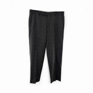 Zanella Pants Mens 36 Gray Green Wool Cashmere Pleated Dress Trouser Window Pane